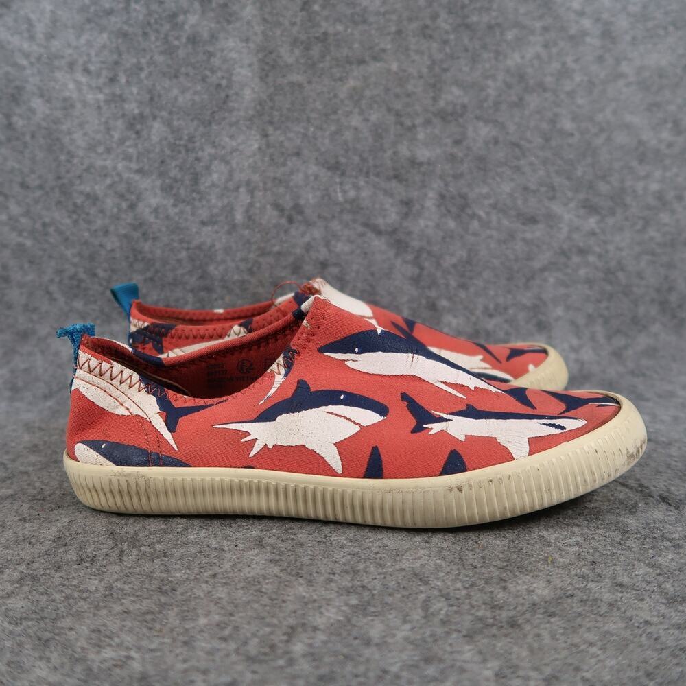 Mini Boden Shoes Kids 33 Slip On Sneakers Neoprene Casual Active Red Sharks Flat